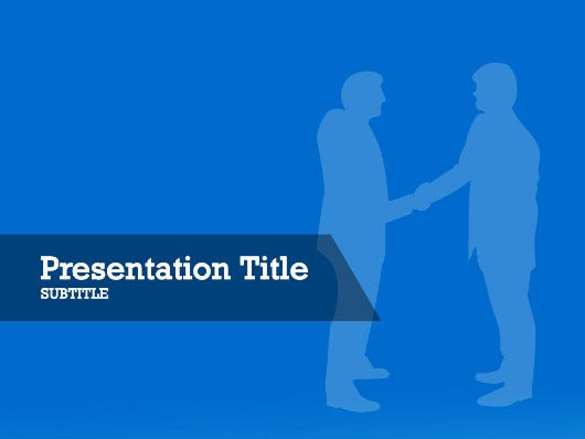 Free blue handshake silhouette PowerPoint template and Google Slides t