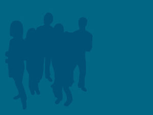 free-group-of-people-silhoutte-on-teal-background-Google-Slides-theme